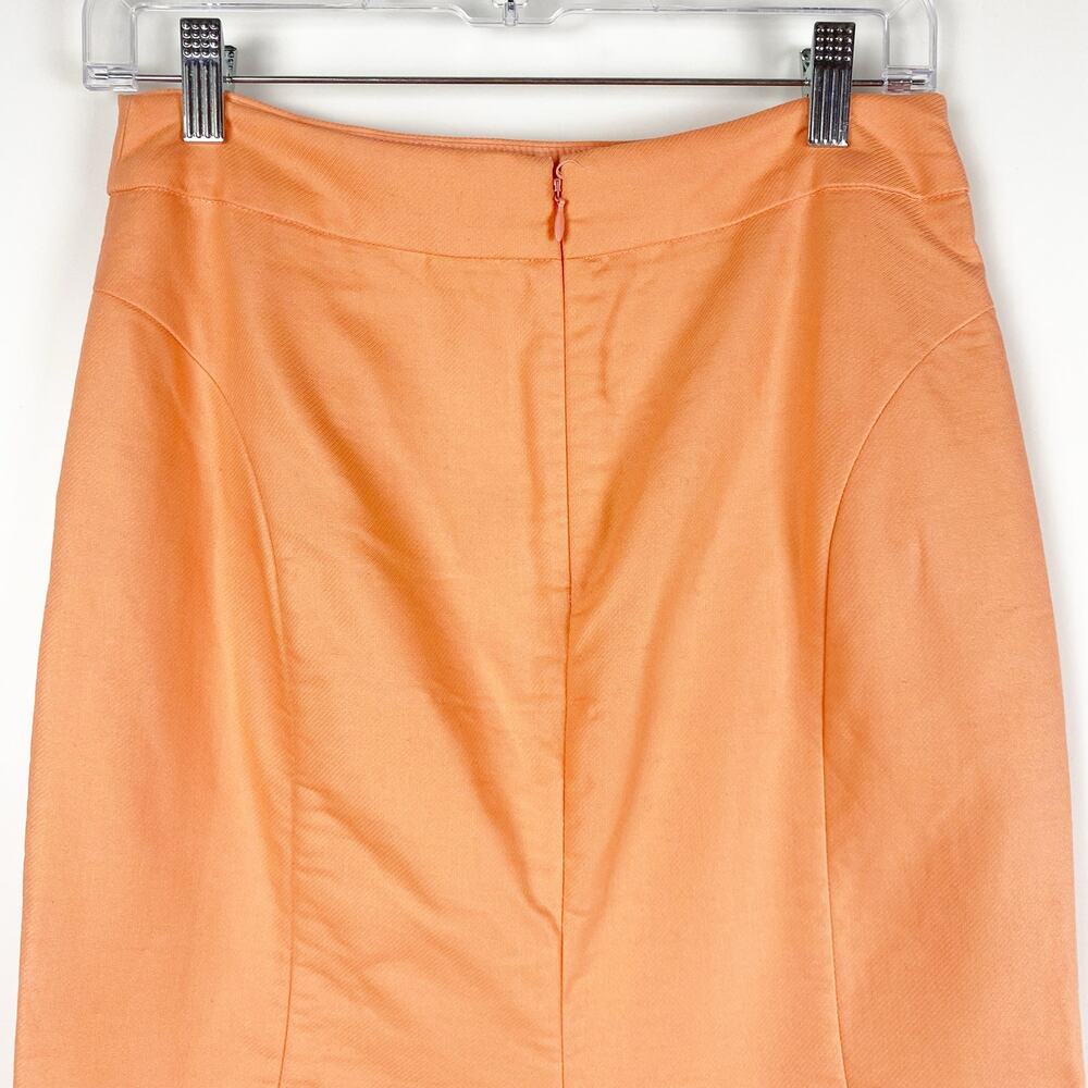 J Crew The Pencil Skirt Peach 100% Cotton Skirt Womens Size 2 - Picture 9 of 11